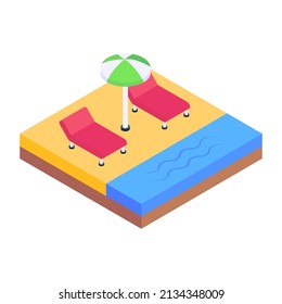 Das isometrische Beach Icon ist einfach zu benutzen und herunterzuladen 

