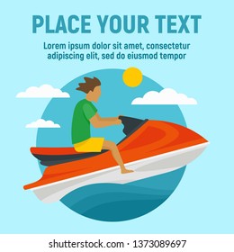Beach jet ski concept background. Flat illustration of beach jet ski vector concept background for web design