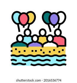 beach kids party color icon vector. beach kids party sign. isolated symbol illustration
