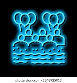 beach kids party neon light sign vector. beach kids party illustration
