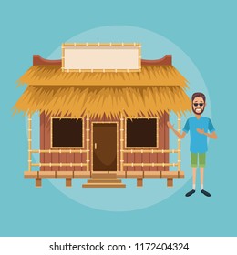 Beach kiosk cartoon