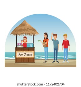 Beach and kiosks cartoons