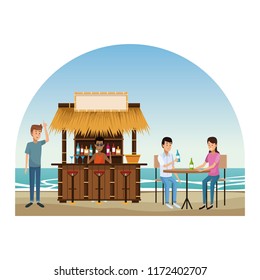 Beach and kiosks cartoons