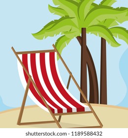 beach landscape with chair scene