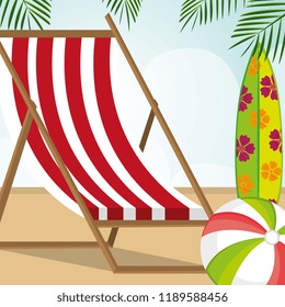 beach landscape with chair scene