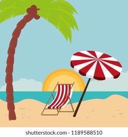 beach landscape with chair and umbrella scene beach landscape with chair and umbrella scene