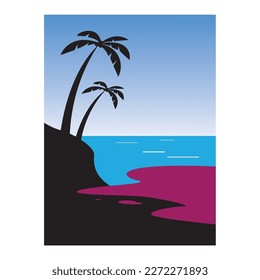 beach landscape design background color illustration vector template element