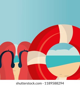 beach landscape with float lifeguard