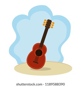 beach landscape with guitar