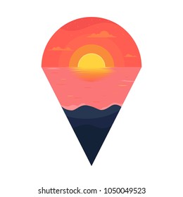 beach landscape illustration concept