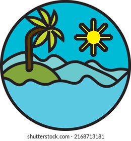 Beach landscape, illustration, vector on a white background.