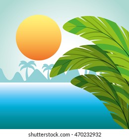 beach landscape isolated icon vector illustration design
