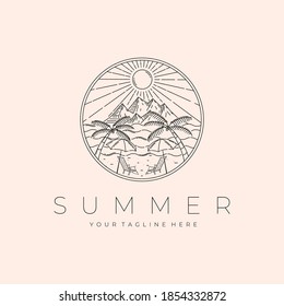 Beach Landscape Logo Vector Illustration Design, Summer Landscape Design