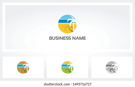 Beach Landscape With Palm Tree Logo