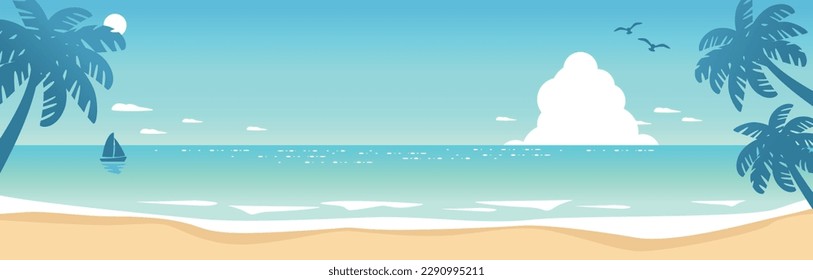 beach landscape with palm trees
