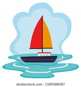 beach landscape with sailboat