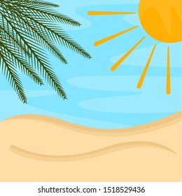 Beach landscape with sand and sea - Vector illustration
