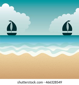 beach landscape summer icon vector illustration design
