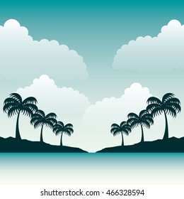 beach landscape summer icon vector illustration design