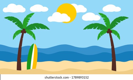 Beach Landscape Tropical Island Palm Tree Background