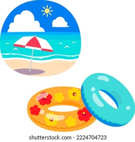 Paisaje de playa y dos flotas