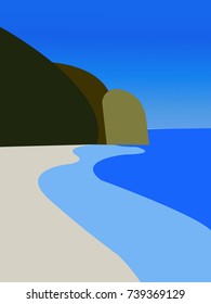 Beach landscape vector illustration.