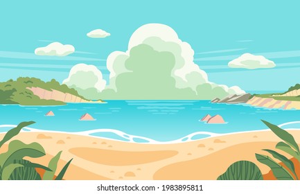 beach lanscape illustration in summer time. used for poster image and other