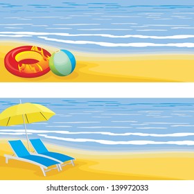 Beach leisure. Banner. Vector