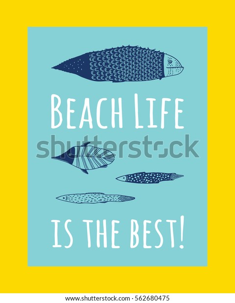 Beach Life Best Quote Cute Motivation Stock Vector Royalty