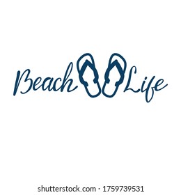 Beach life - hand written lettering. Text isolated on white background with design elements. Summer typography for photo overlays, t-shirt print, flyer, poster design. Beach life message