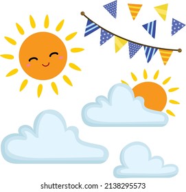 Beach Life under the Sun Clipart Vector