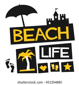 BEACH LIFE (Vector Illustration in Flat Style Poster Design)
