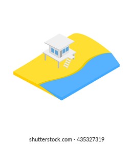 Beach with lifeguard tower icon