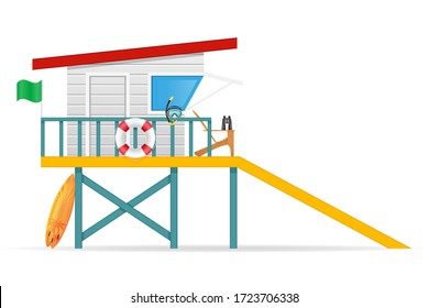 beach lifeguard tower to save drowning people vector illustration isolated on white background