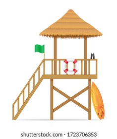 torre de salvavidas de la playa para salvar a la gente ahogada ilustración vectorial aislada en fondo blanco