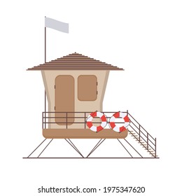 Beach lifeguard tower to save drowning people. 