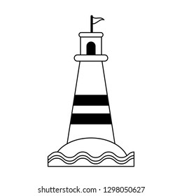 Beach lighthouse symbol black and white