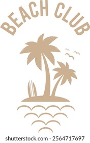 Beach line art logo design and business card template