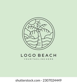 beach line art logo vector symbol illustration design