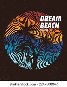 Beach line art poster and apparel print designs