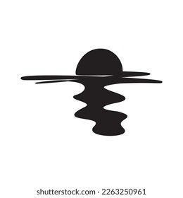 Beach line editable. Beach and sun or moon logo. Vector illustration of beach and sun or moon line. Continuous line drawing of beach view in the morning and evening symbol. 