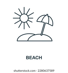 Beach line icon. Monochrome simple Beach outline icon for templates, web design and infographics