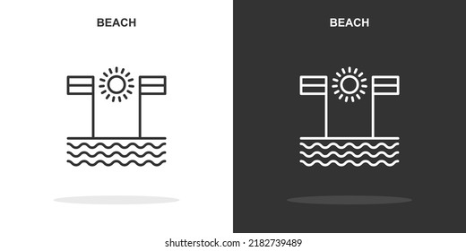 beach line icon. Simple outline style.beach linear sign. Vector illustration isolated on white background. Editable stroke EPS 10