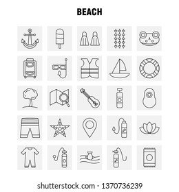 Beach Line Icon for Web, Print and Mobile UX/UI Kit. Such as: Shorts, Holiday, Vacation, Wear, Swimming, Pool, Sea, Instrument, Pictogram Pack. - Vector