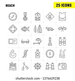 Beach Line Icon for Web, Print and Mobile UX/UI Kit. Such as: Protein, Bottle, Drink, Sport, Beach, Net, Sports, Volley, Pictogram Pack. - Vector