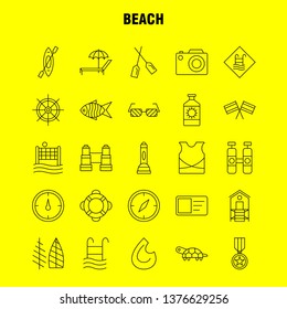 Beach Line Icon for Web, Print and Mobile UX/UI Kit. Such as: Protein, Bottle, Drink, Sport, Beach, Net, Sports, Volley, Pictogram Pack. - Vector