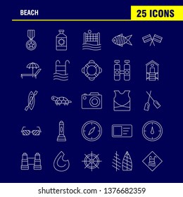 Beach Line Icon for Web, Print and Mobile UX/UI Kit. Such as: Protein, Bottle, Drink, Sport, Beach, Net, Sports, Volley, Pictogram Pack. - Vector