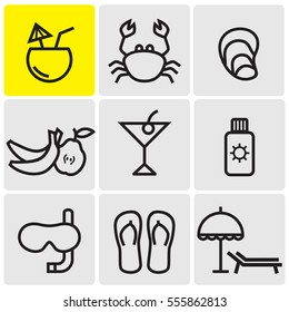 Beach line icons
