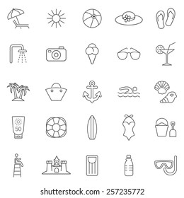 Beach line icons set.Vector