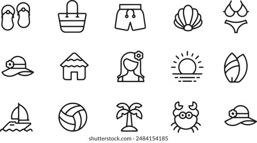 Beach Line Icons vector design